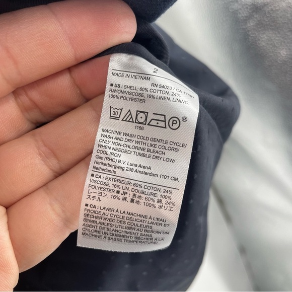 NWT Banana Republic Textured Cotton-Linen Blazer navy blue Sz 2 double breasted - Picture 9 of 10